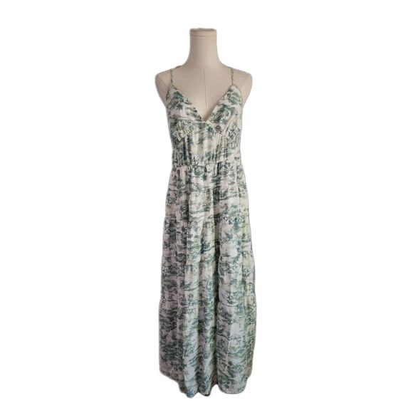 Abercrombie & Fitch Maxi Dress Tiered Tropical Palm Toile Print Size Large - Picture 2 of 7